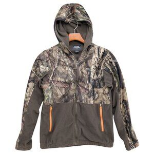Field Stream Mossy Oak Jacket Boys Green Camo Full Zip Hooded Hunting Size XL